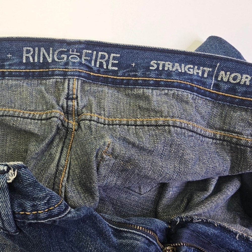 Ring of Fire Jeans Mens 32x28 Blue Wash Denim Straight Leg Straight North - Picture 8 of 16